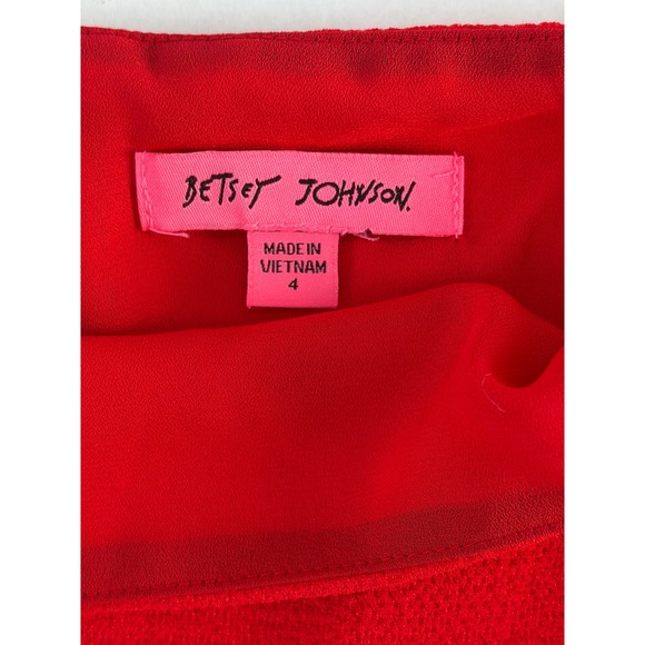 Betsey Johnson Red Flutter Sleeve Square Neck Mini Sheath Dress Size 4 NWT - Picture 7 of 14